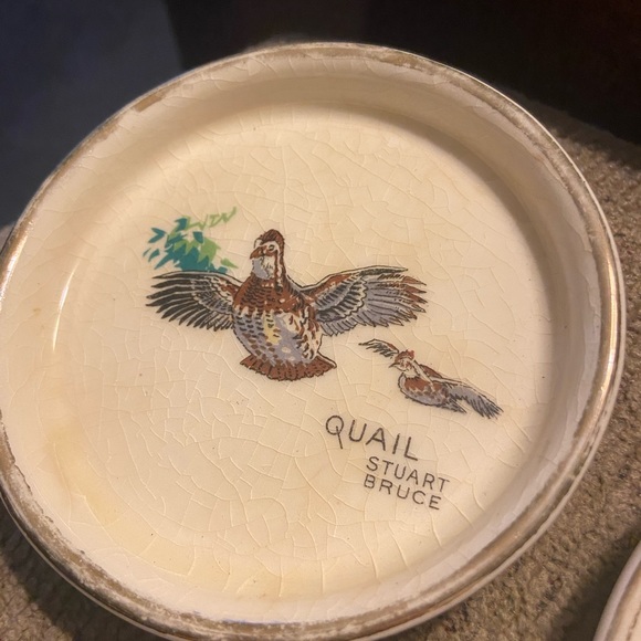 2 Vintage Hyalyn Porcelain Coasters Quail and Pheasant - Picture 3 of 4